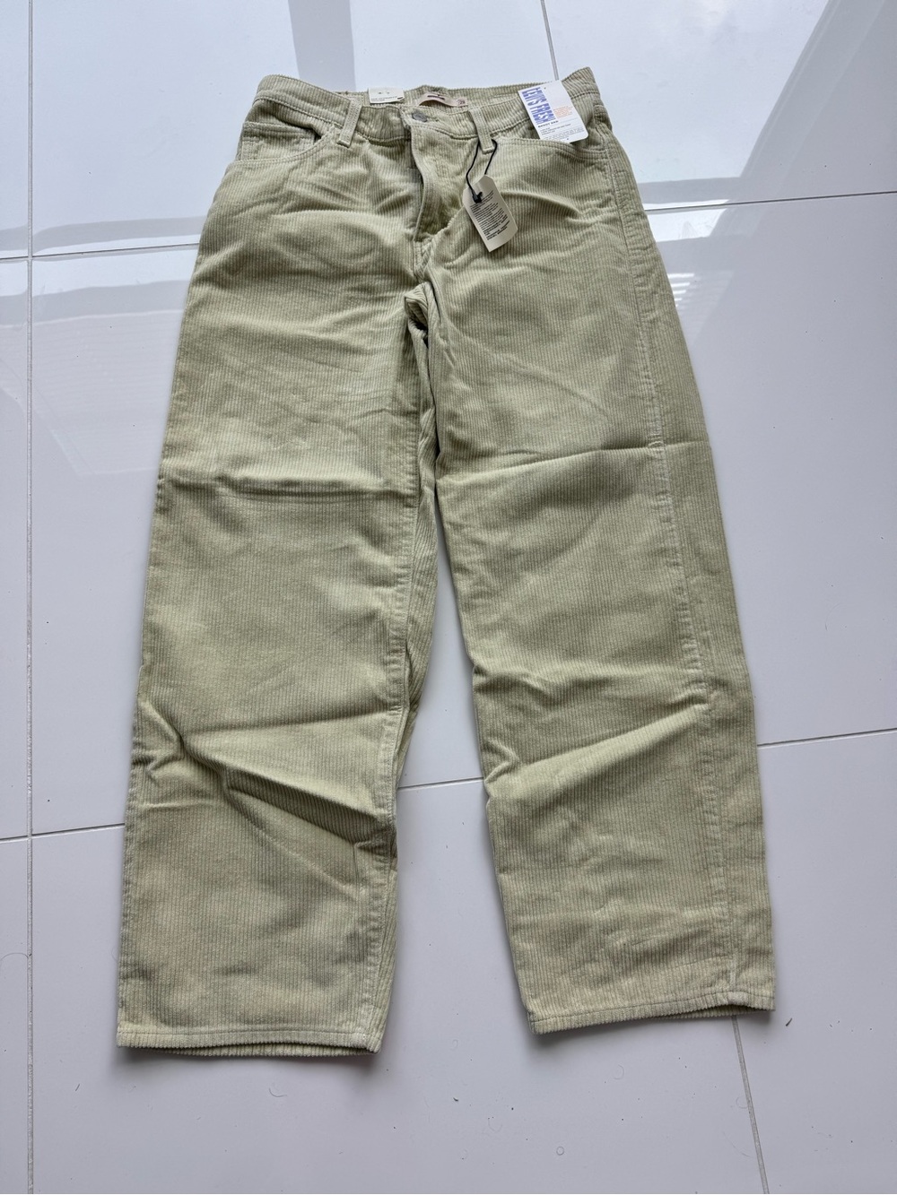 Women’s Levi’s Corduroy Baggy Dad Pants in Light Pale Green